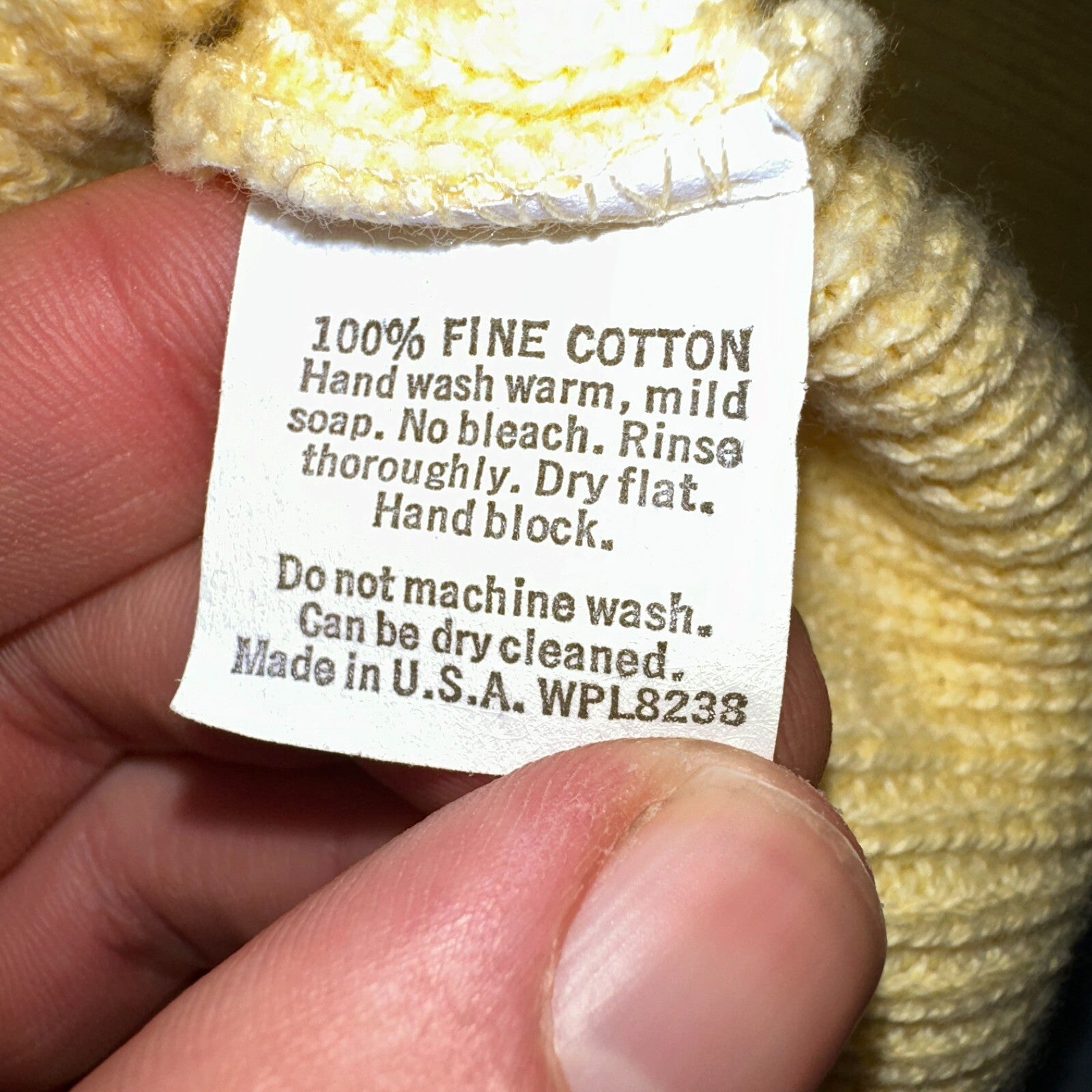 Lord Jeff Mens Chunky Knit Pullover Crewneck Sweater Fine Cotton USA Yellow XL