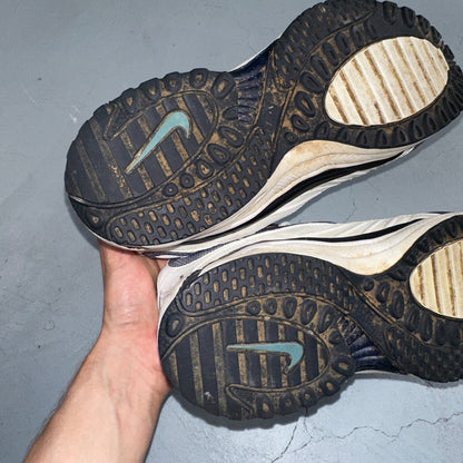 Vintage Nike Trainer Mens White Purple Size 10 USA Leather Sneaker 303901 Y2K