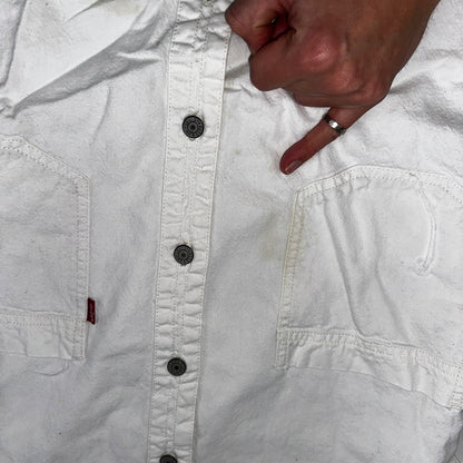 VTG Levis Red Tab Men Button Up Shirt Large White Long Sleeve 90s Y2K Thrashed