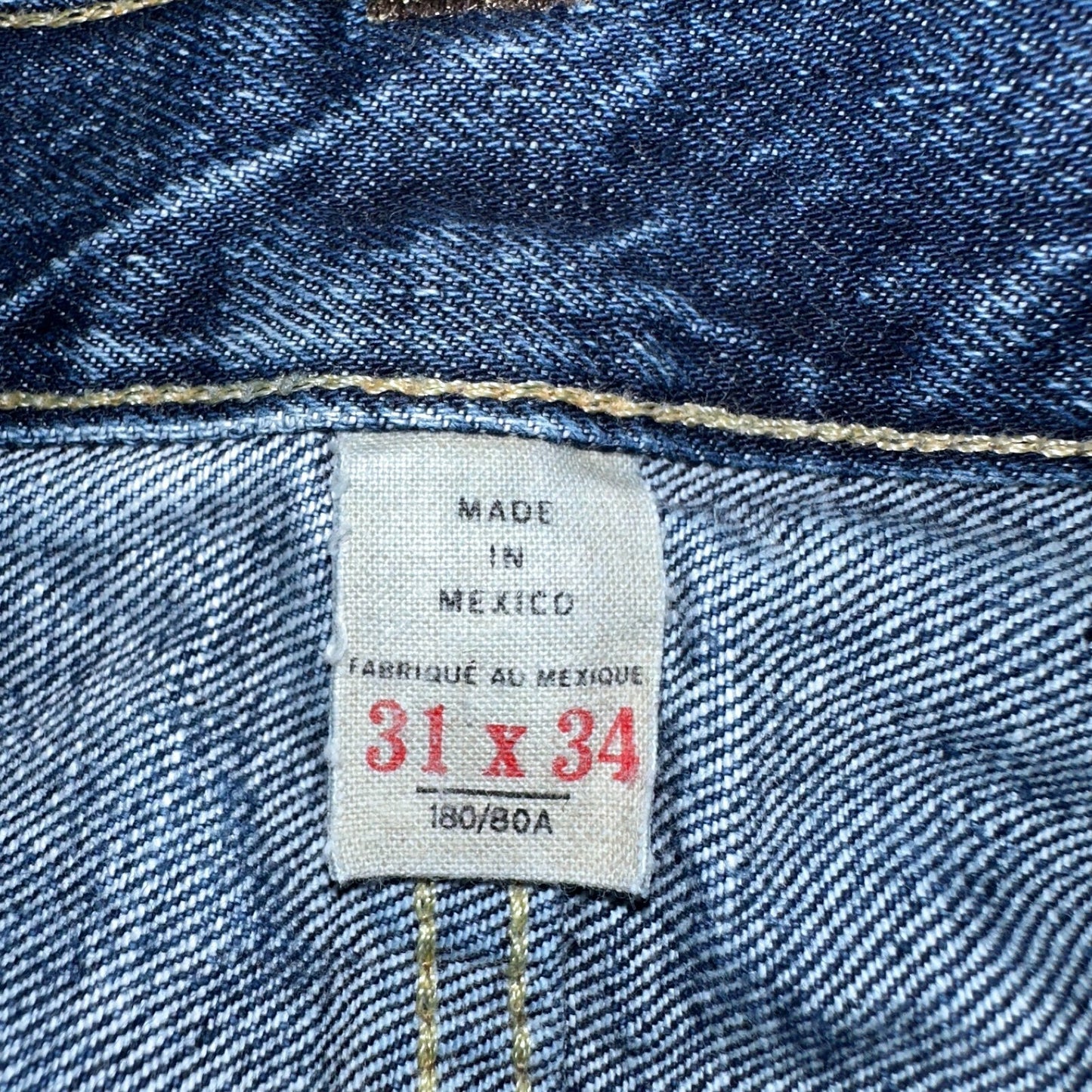 RRL Denim Zip Fly Slim Double RL Mens Jeans Mexico Sz 31x34 Med Wash RN 41381