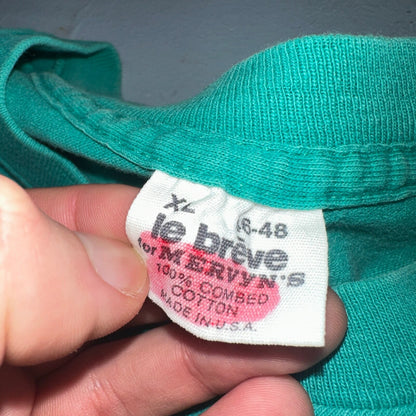 Vtg Le Breve Mervyns Lot of 2 Cotton Pocket Tee T Shirt XL USA Made 80s Blank