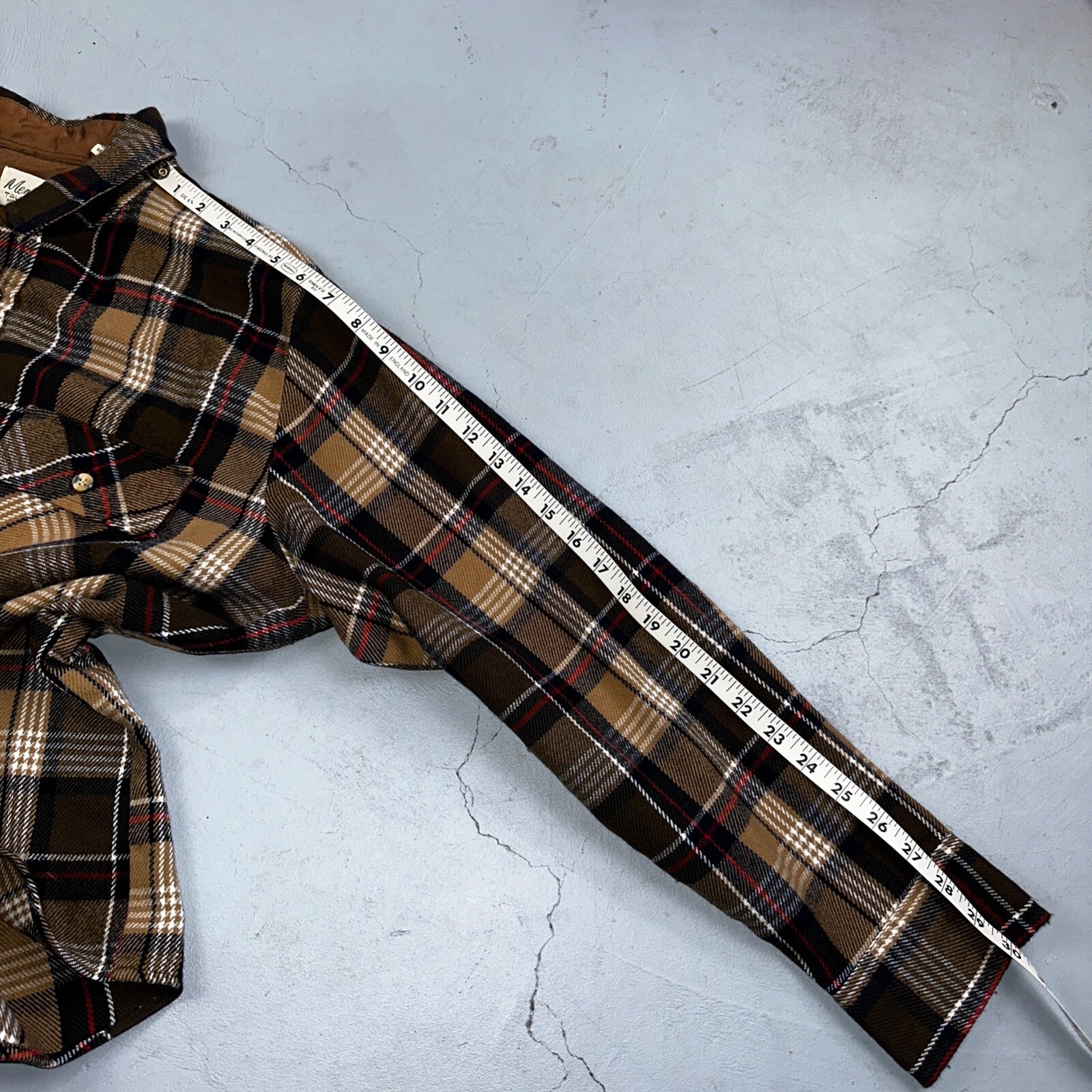 VTG Mens Store JC Penny Thick 100% Acrylic Flannel Work Shirt M 80s Plaid Brown