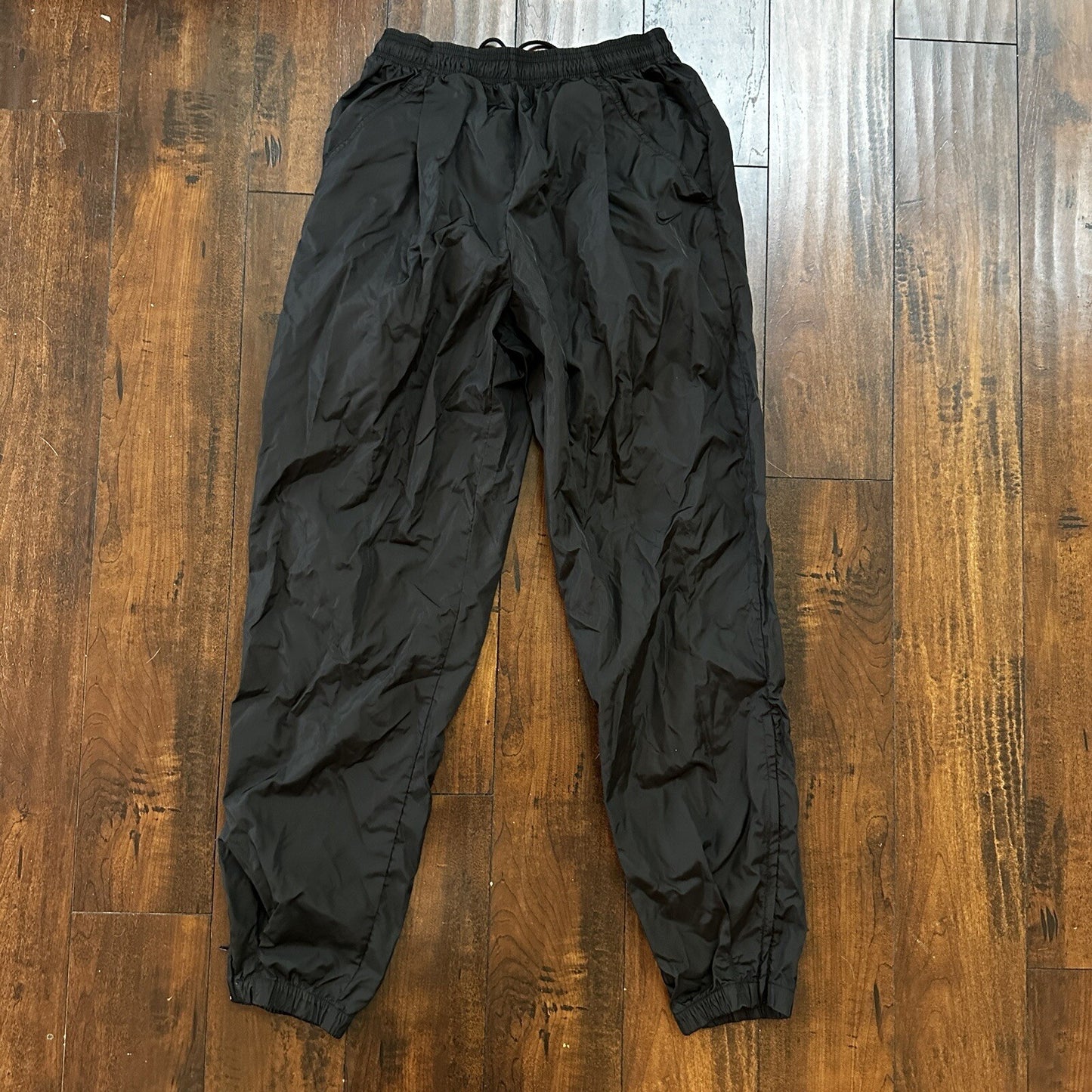 Nike VTG 90s Grey Tag Windpants Track Pants Ankle Zip Unlined Black M 1990s