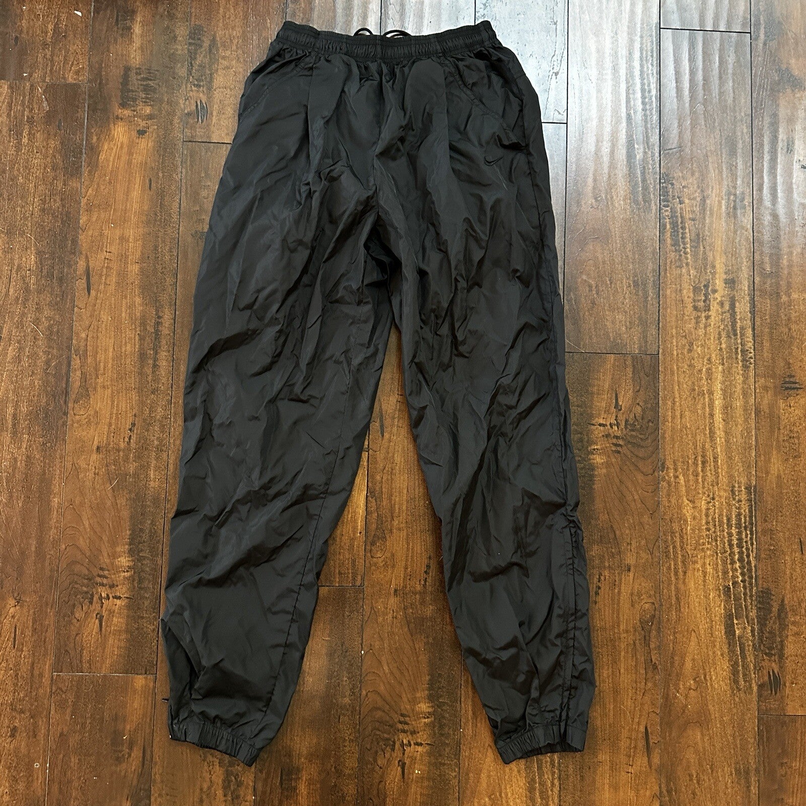 Nike VTG 90s Grey Tag Windpants Track Pants Ankle Zip Unlined Black M 1990s