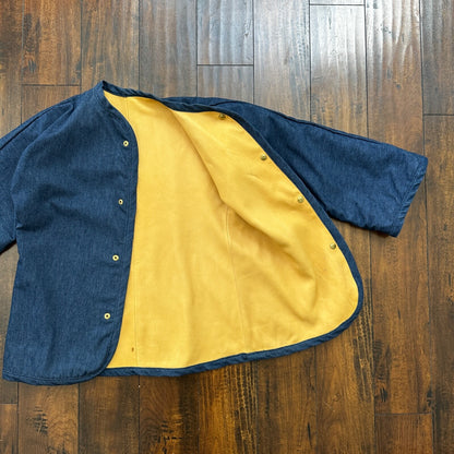 1960s Rockabilly Reversible Denim Leather Jacket 60s 70s RARE Yellow Blue Anorak