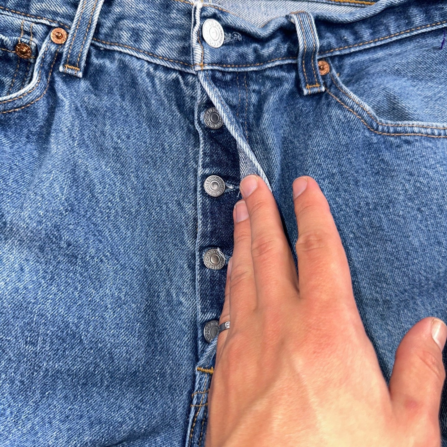 Levis 501 Vintage 90s USA XX Straight Leg Jeans Blue Med Wash 35x34 Act 33x30