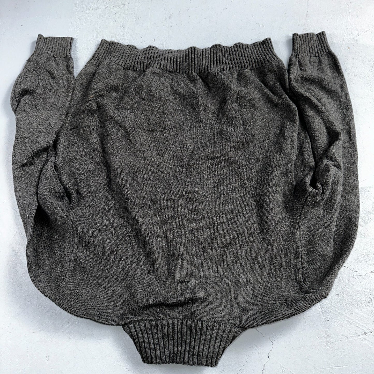 Polo Ralph Lauren Sweater VTG L Gray Cotton Long Sleeve Mock Neck Quarter Zip