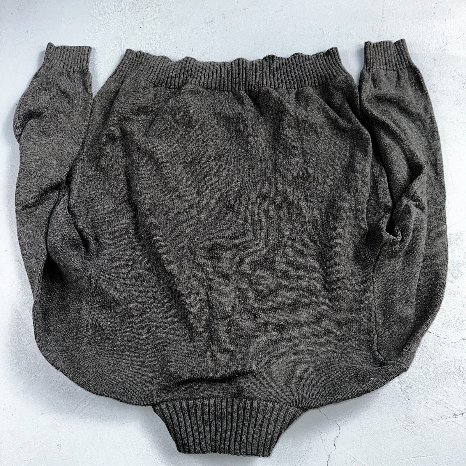 Polo Ralph Lauren Sweater VTG L Gray Cotton Long Sleeve Mock Neck Quarter Zip