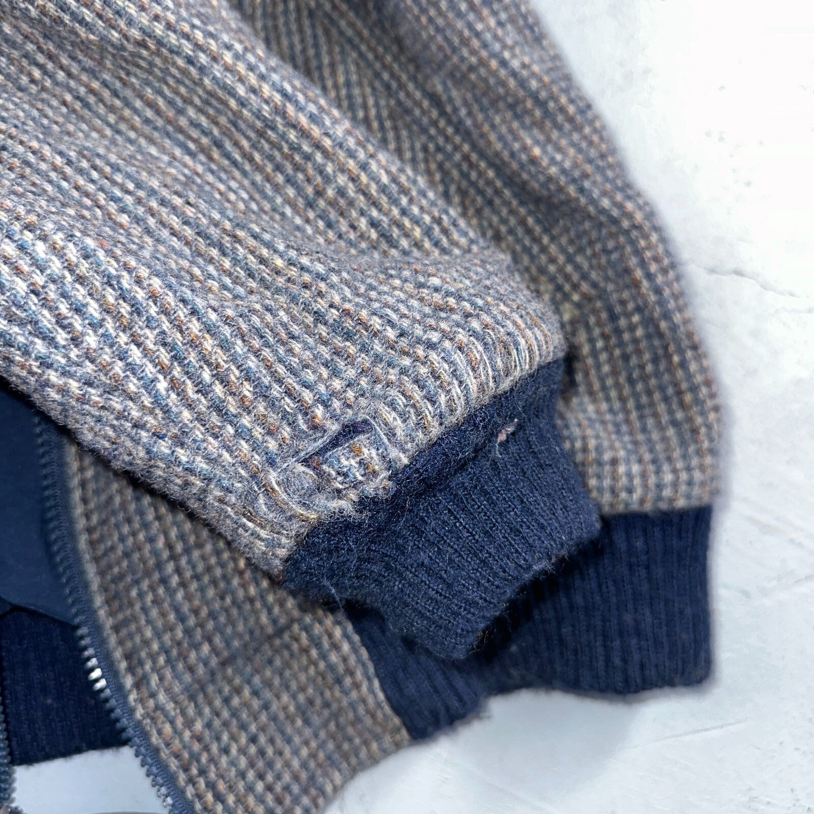 PENDLETON VTG USA Men’s Medium Blue Insulated Wool Bomber Jacket Broken Zipper