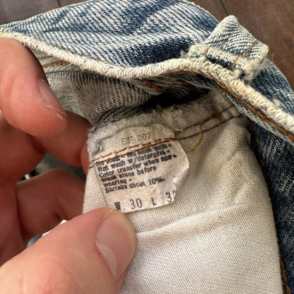 Levis Vintage 80s Redline Selvedge USA 501 XX Jeans 66 30x36 Light Wash Ac 26x31