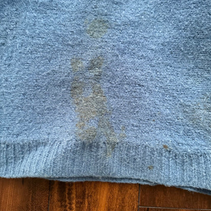 Vintage Handmade Wool Knit Sweater S Blue Pattern 1940s 1950s Rare 40s 50s WWII