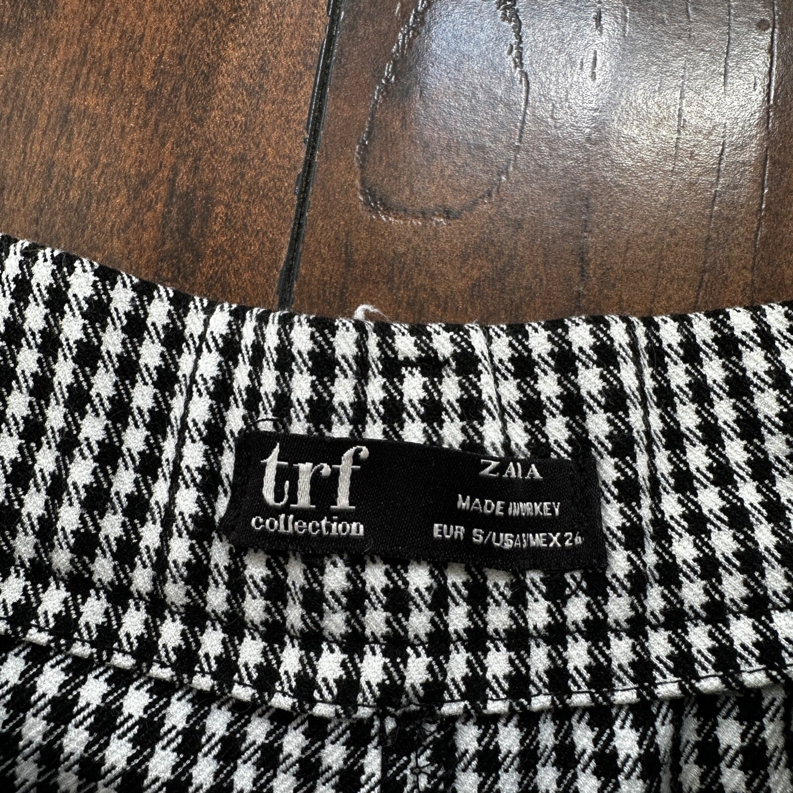 Zara Trf Collection Womens Plaid Checker BLACK White Dress Pants Sz S