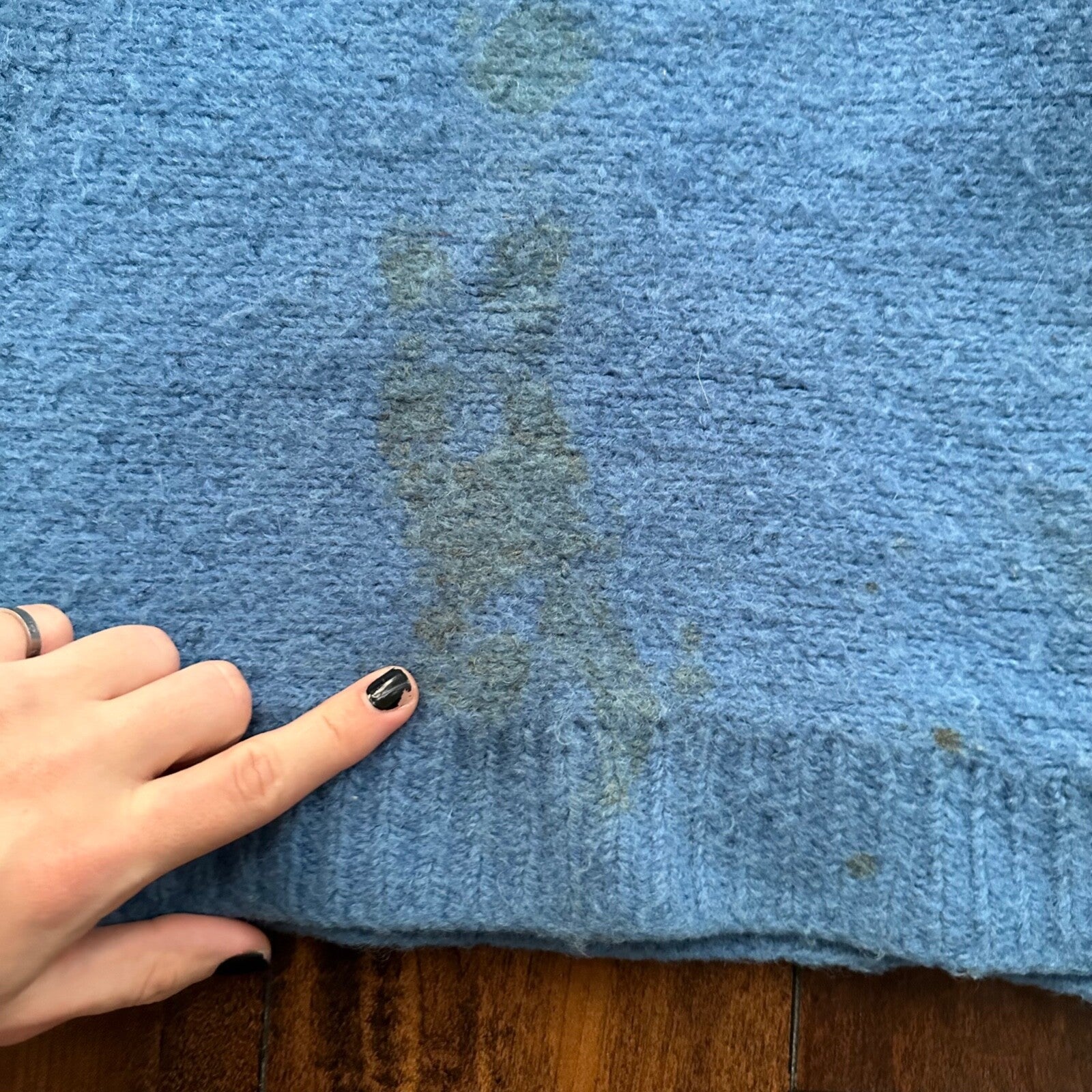 Vintage Handmade Wool Knit Sweater S Blue Pattern 1940s 1950s Rare 40s 50s WWII