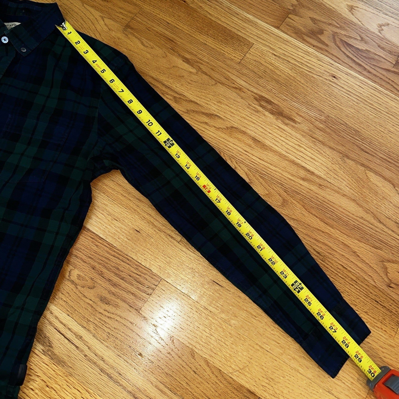 Burberry Men’sGreen Plaid Shirt Size S Button Up Long Sleeve Lightweight Cotton