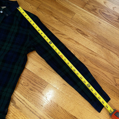 Burberry Men’sGreen Plaid Shirt Size S Button Up Long Sleeve Lightweight Cotton