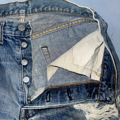 Levis 501 Vintage 70s SS Redline Selvedge USA 66 Jeans Thrashed 31x34 Act 29x30