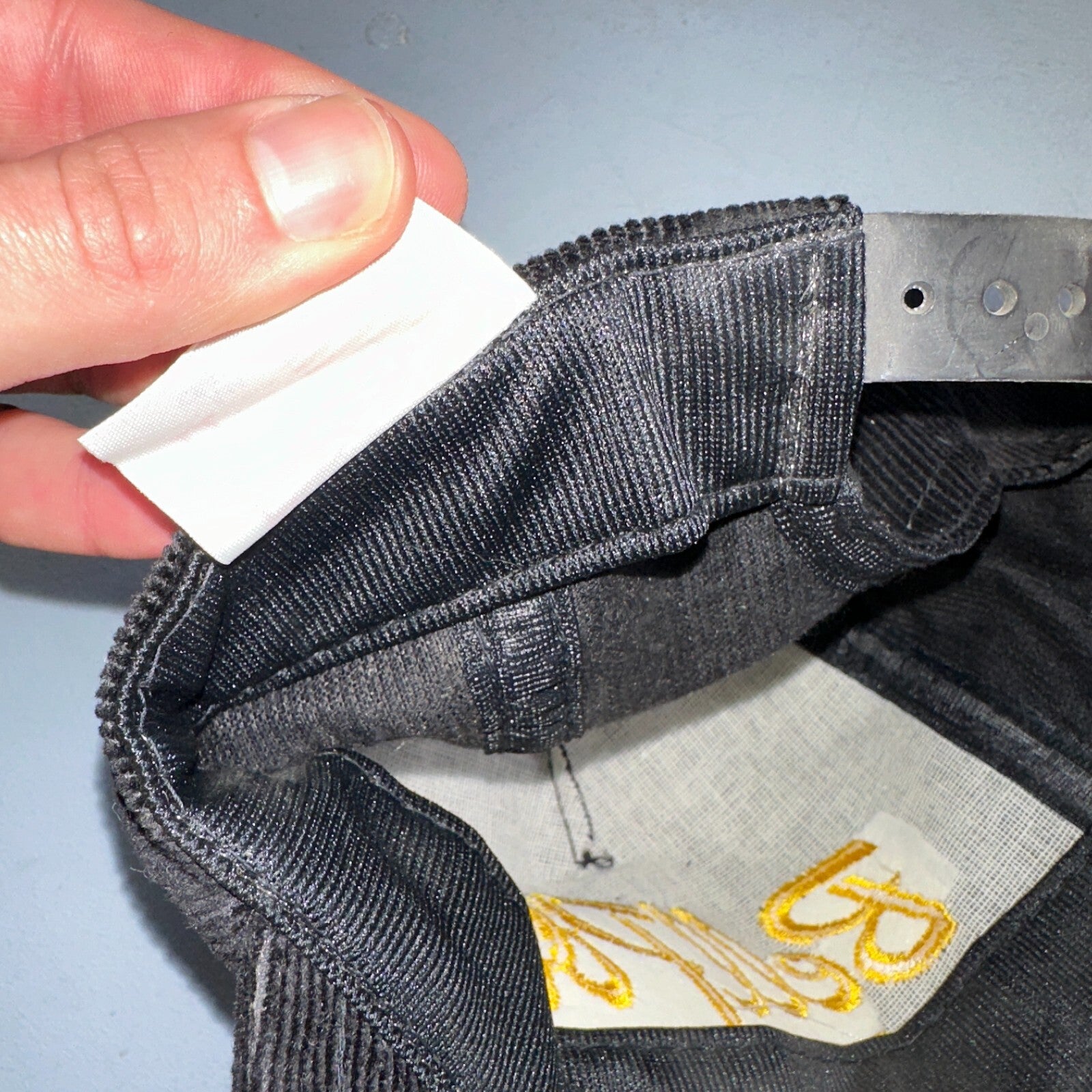 Conway Washington Bell Pole Corduroy VTG Hat Cap Snapback Black USA Hiking Truck