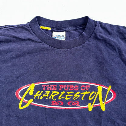 Charleston North Carolina VTG T Shirt Pubs Bar Hopping Drinking Alcohol Y2K