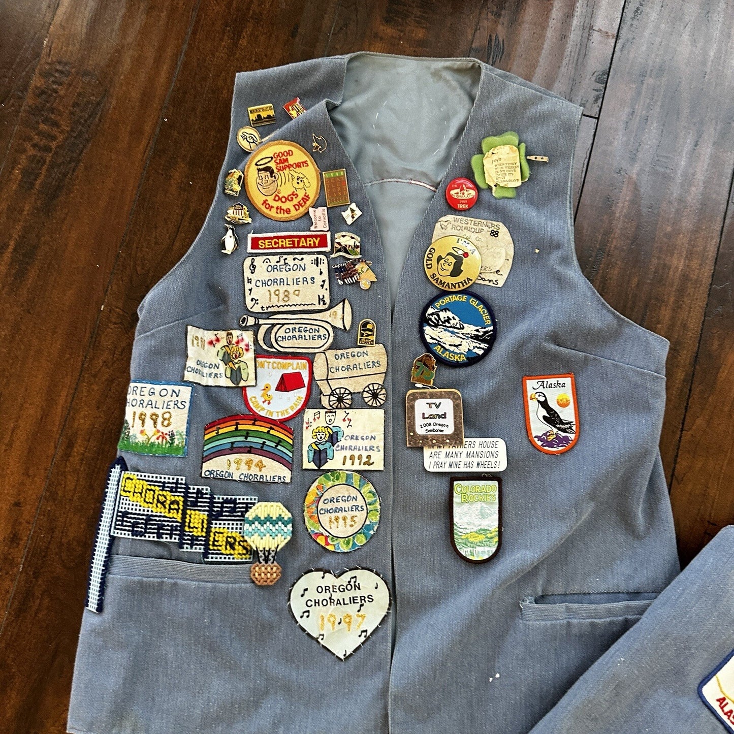 Vintage Rockabilly Patchwork Vest Lot Pins 2 Patches Rare Oregon McMinnville PDX