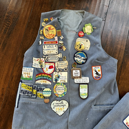 Vintage Rockabilly Patchwork Vest Lot Pins 2 Patches Rare Oregon McMinnville PDX