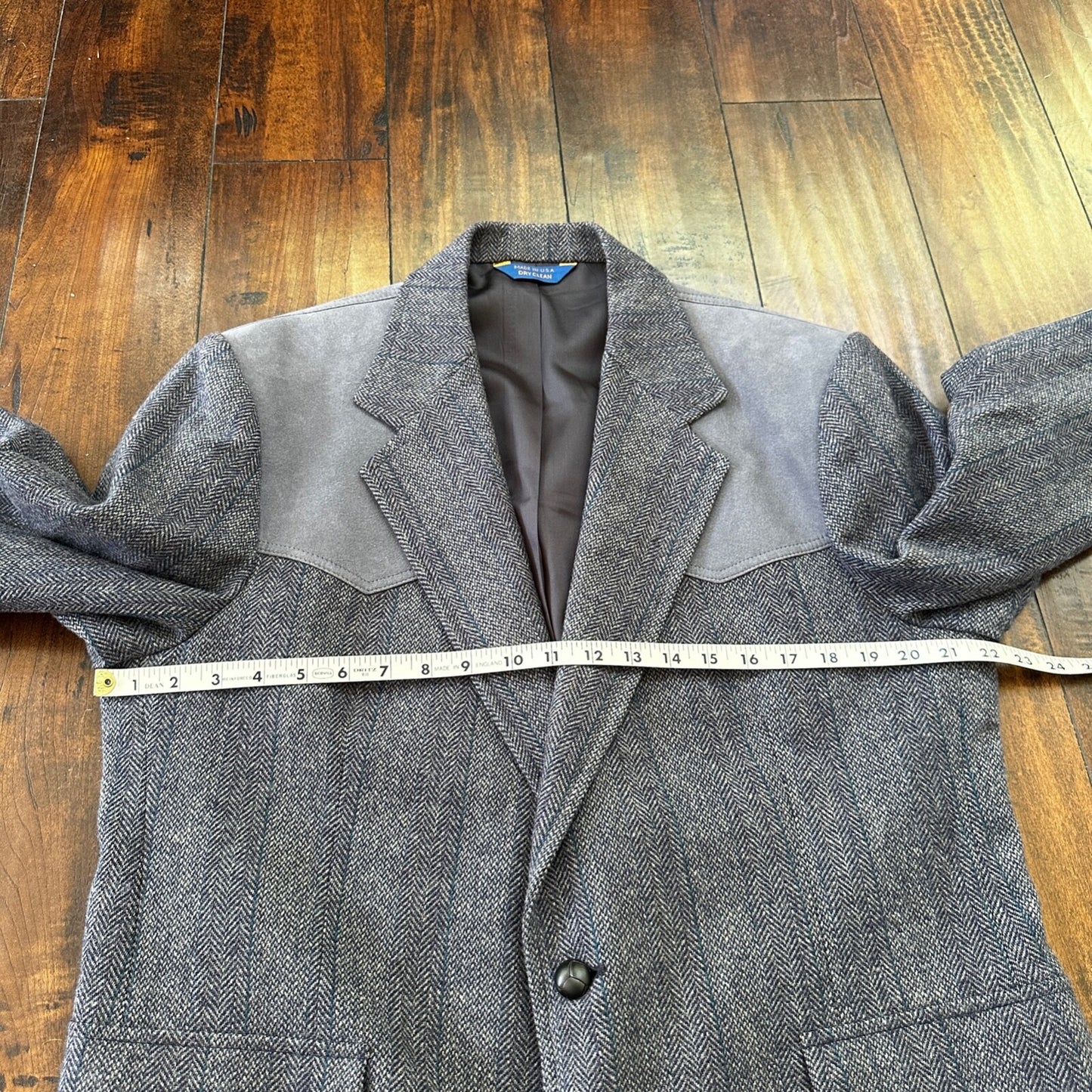 VTG Pendleton Blazer Men's 44 Wool Sport Coat USA Blue Gray Knit Button-Up 70s
