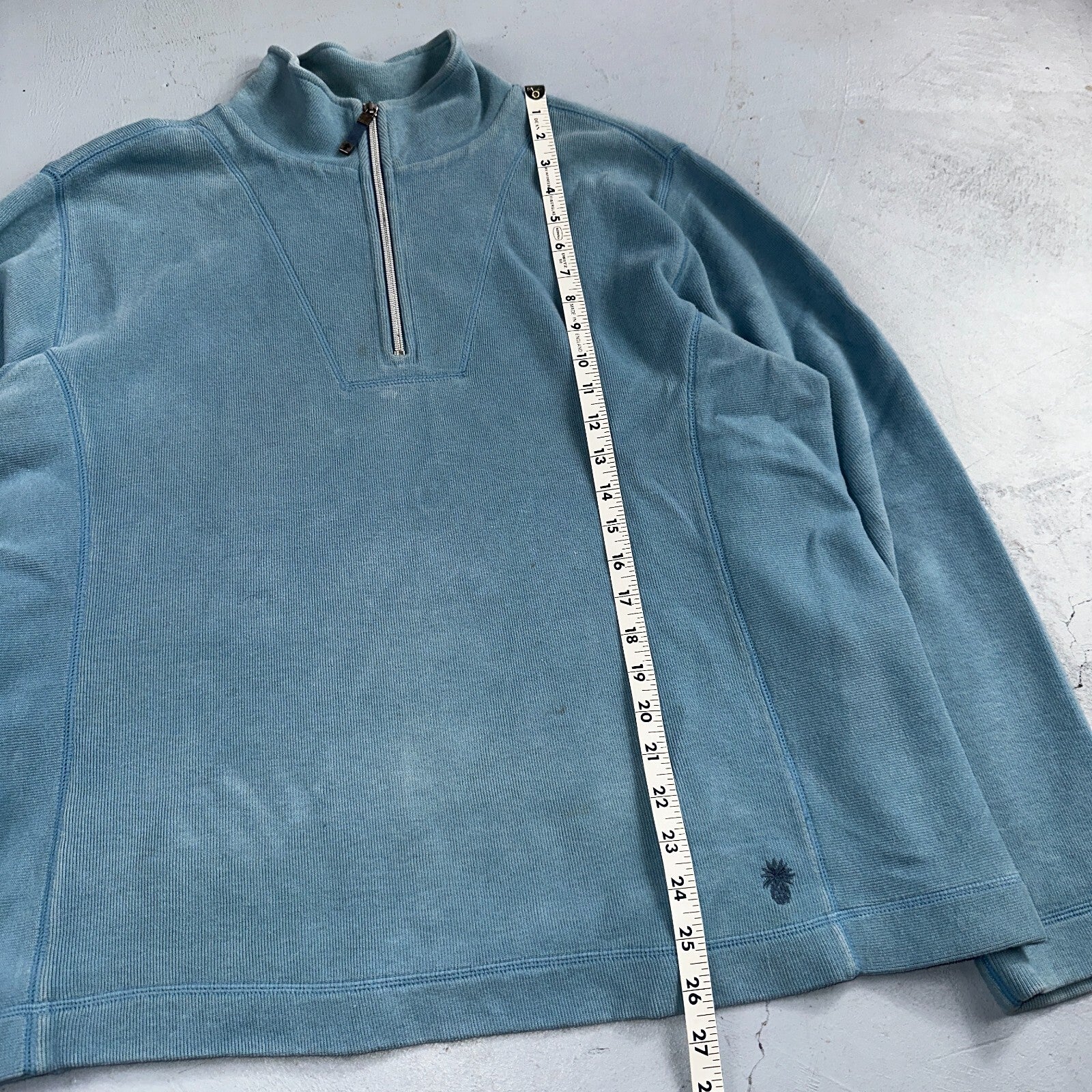 Tommy Bahama Sweater Mens XL Blue Quarter Zip Pullover Stretch Preppy Relaxed