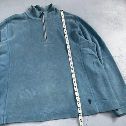 Tommy Bahama Sweater Mens XL Blue Quarter Zip Pullover Stretch Preppy Relaxed