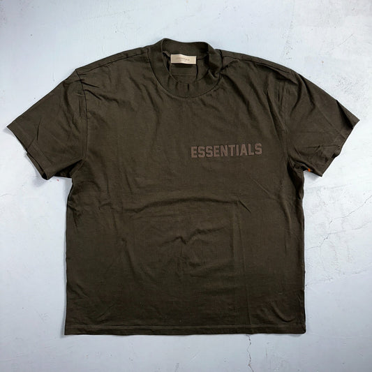 Essentials Fear Of God Brown Puff Print Logo Spell Our Men’s T Shirt XL Boxy