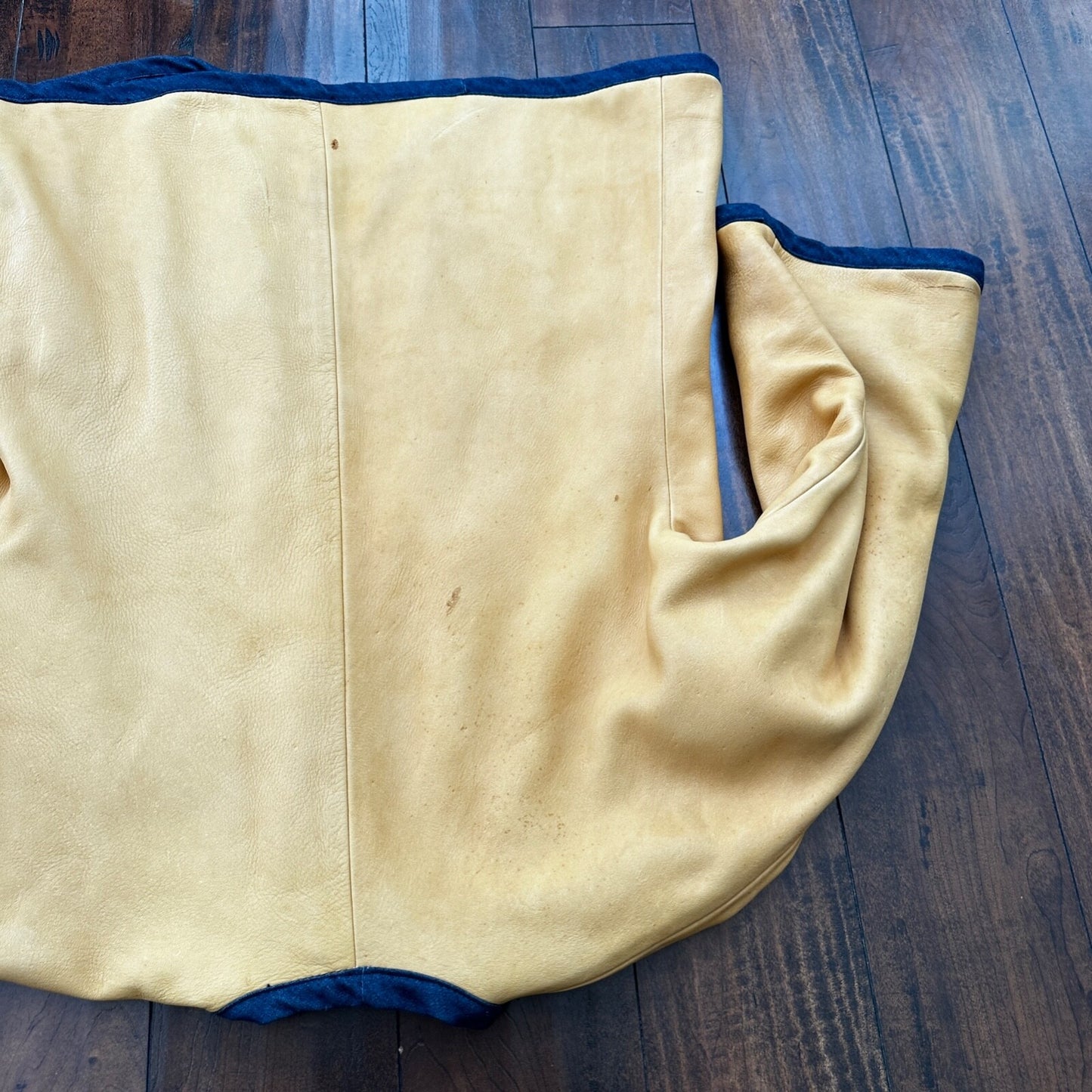 1960s Rockabilly Reversible Denim Leather Jacket 60s 70s RARE Yellow Blue Anorak