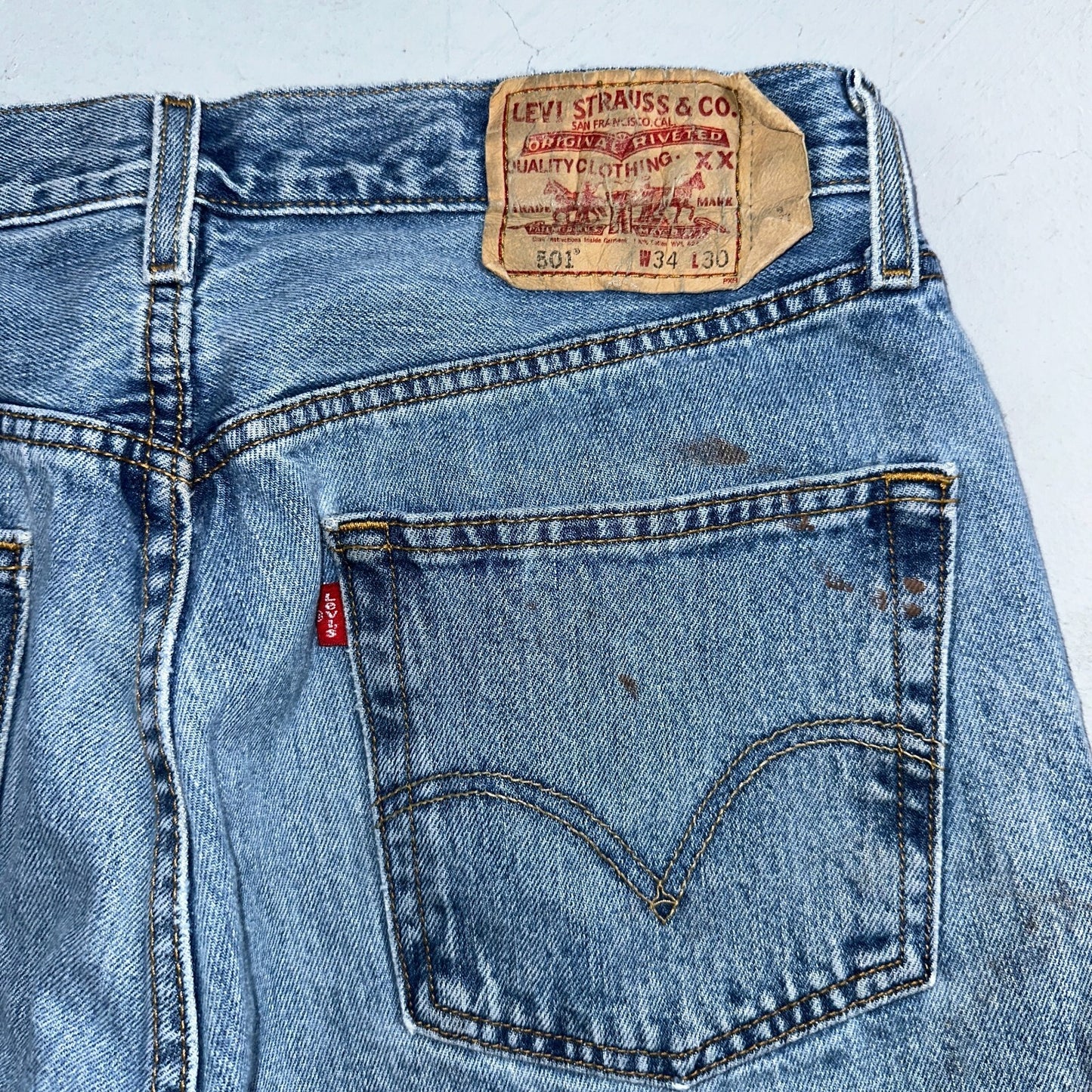 Levis 501 Vintage Y2K XX Straight Leg Jeans Blue Med Wash 34x30 Act 32x28