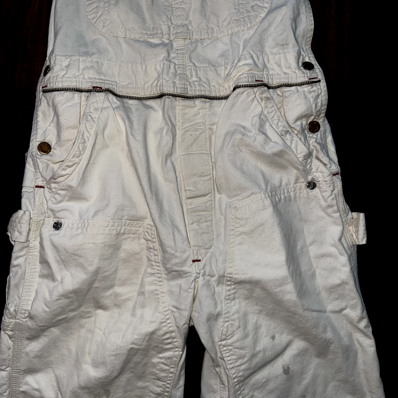 Powerhouse BIB Overalls MONTGOMERY WARD White Denim Workwear 60s 50s Union