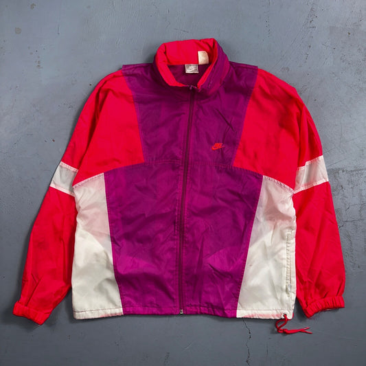 Nike Jacket Vintage Nylon Windbreaker Women’s Gym Full Zip Medium Colorblock 80s