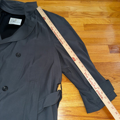 Bill Blass Menswear Trench Coat 46R Removable Liner Long Belted Overcoat VTG