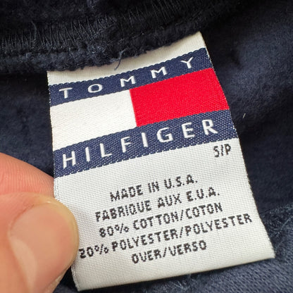 VTG Tommy Hilfiger Blue Pullover Hoodie Embroidered Size Small 90s Spellout