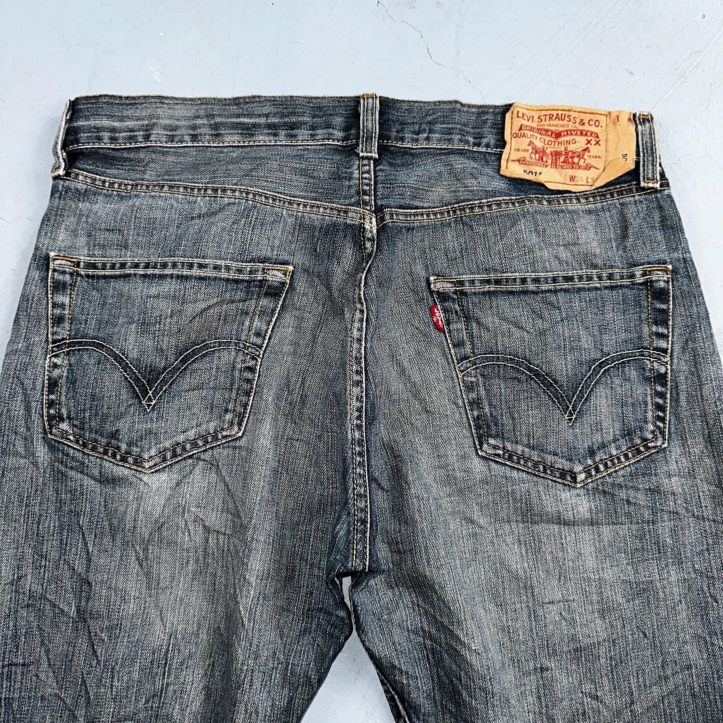 Levis 501 Vintage Y2K XX Straight Leg Jeans Blue Med Wash 34x34 Act 34x32