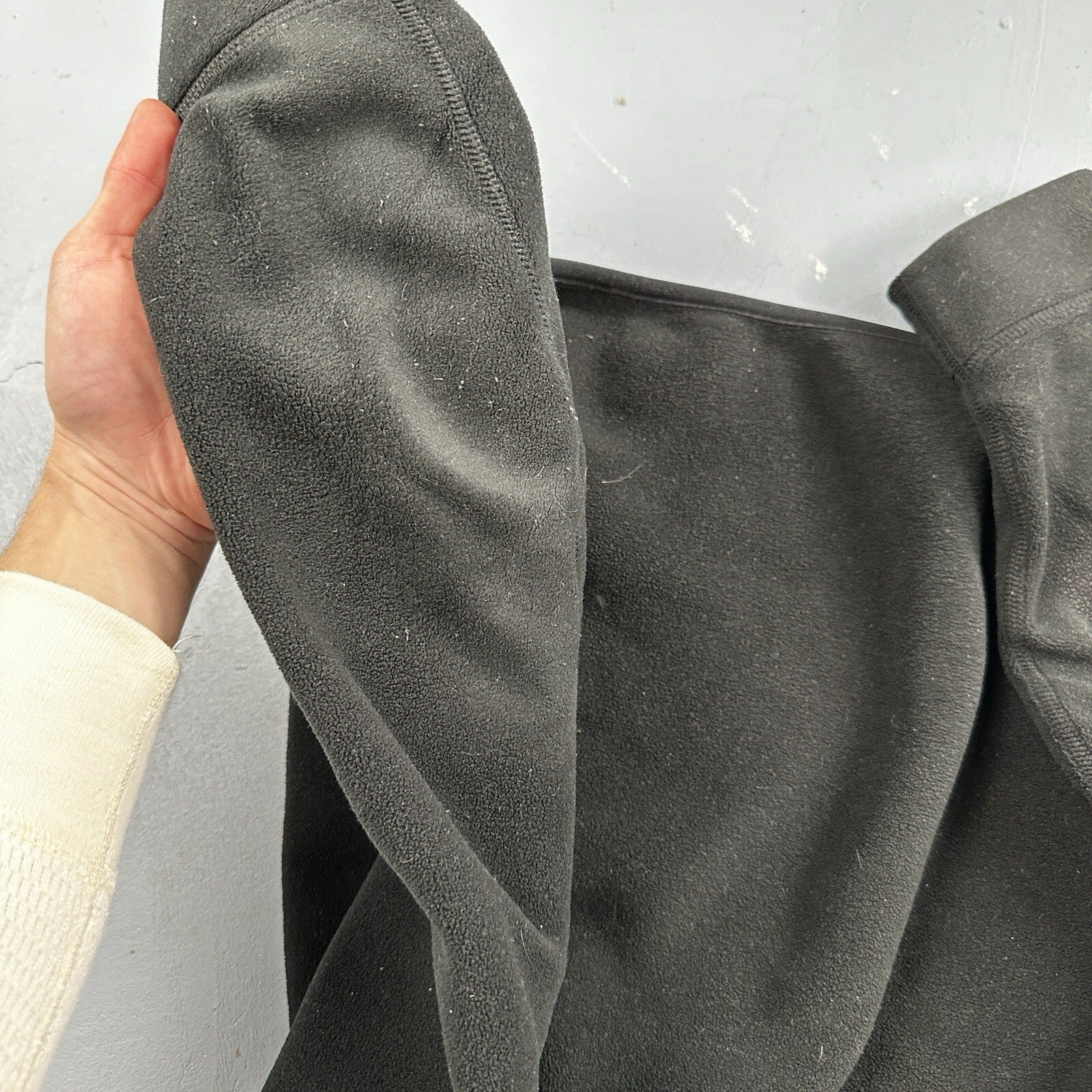 Polo Ralph Lauren Vintage 90s M Black 1/4 Zip Large Fleece Pullover Made in USA