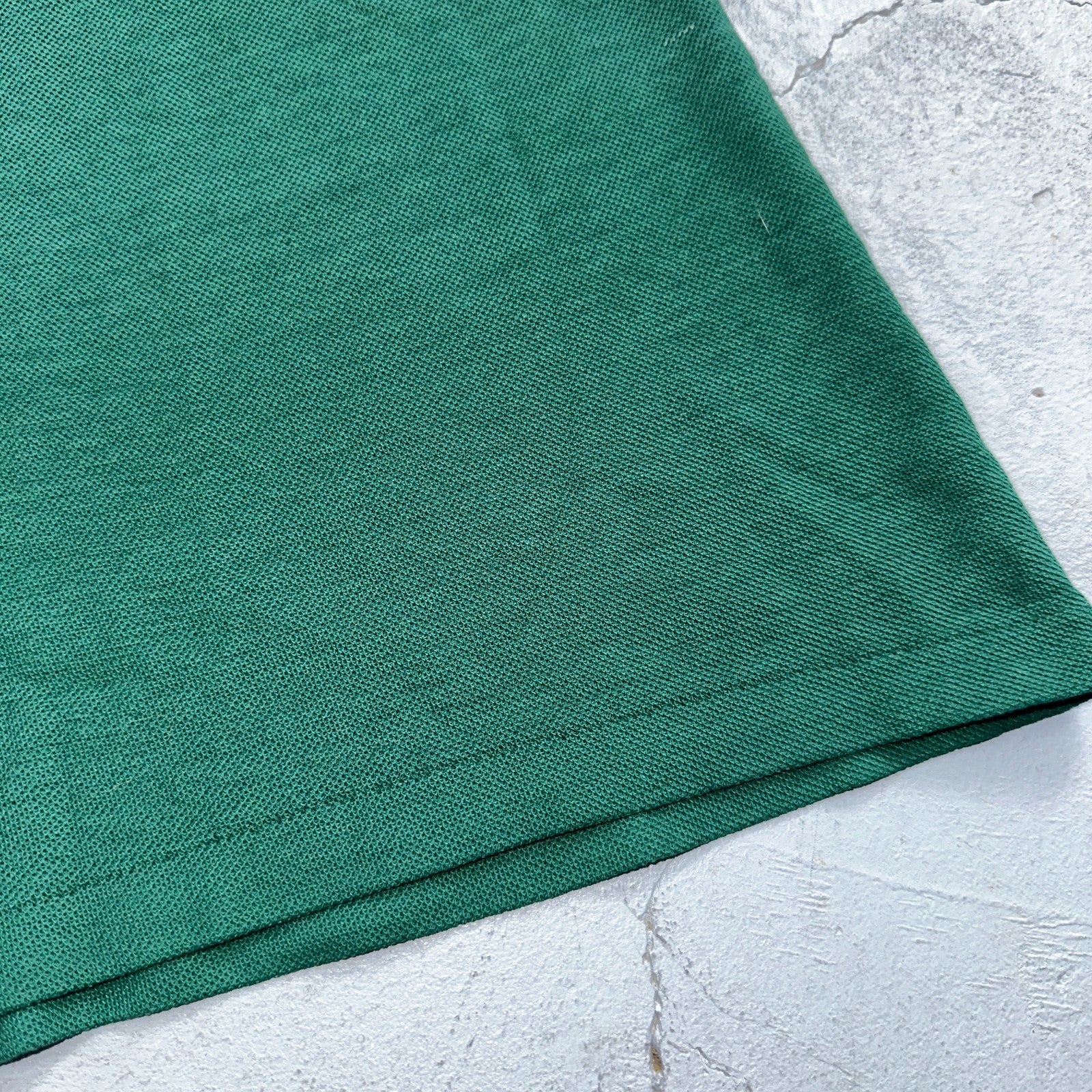 VTG JANTZEN Mens Polo Shirt Striped Collar Small Green White Jersey Cool 80s USA