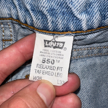 Levis 550 Vintage 90s USA Orange Tab Relaxed Blue Ligh Wash Jeans 36x32 Ac 33x30