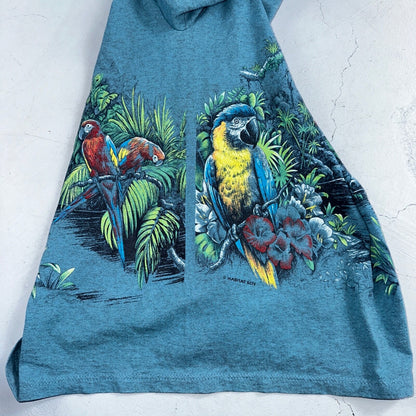 Vintage 90s Rainforest Cafe T Shirt Small Blue AOP All Over Print USA Made Rare