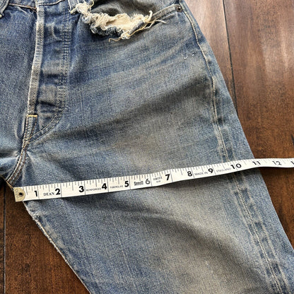 Levis 501 XX Big E True Vintage 60s Redline THRASHED Denim Jeans 1960s 27x26