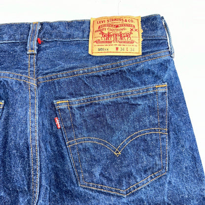 Levis 501 Vintage 90s USA XX Straight Leg Jeans Blue Dark Wash 34x34 Act 31x31