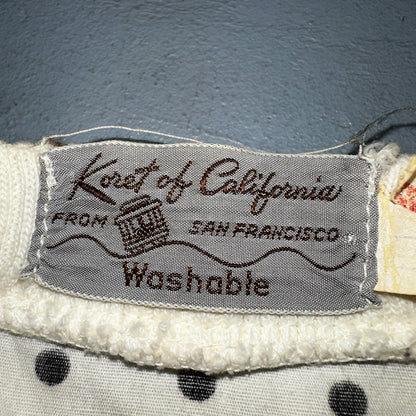 Vintage 1950s Koret of California Polka Dot Shirt Dress San Francisco Rockabilly