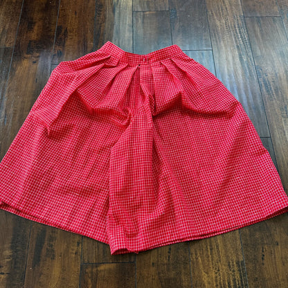 VTG College Town Red Checkered Knee To Midi Skirt Small Shorts RARE Rockabilly