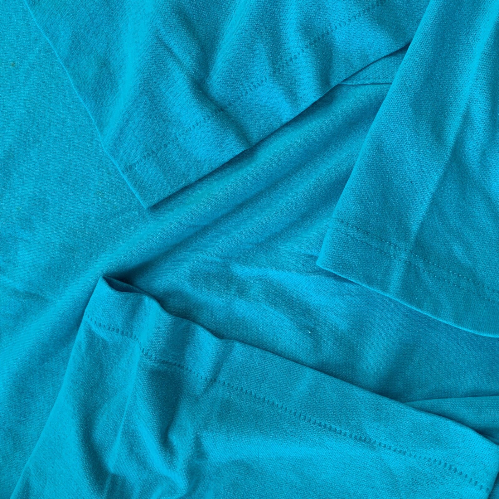 Simple Vintage T Shirt Pocket Blank Bright Baby Blue Single Stitch Oversized 90s