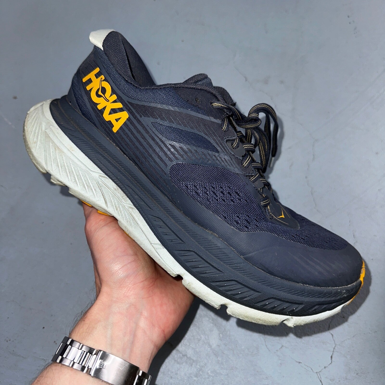 Hoka One One Mens Stinson ATR 6 1110506 OBSF Black Running Shoes Sneakers Sz 8