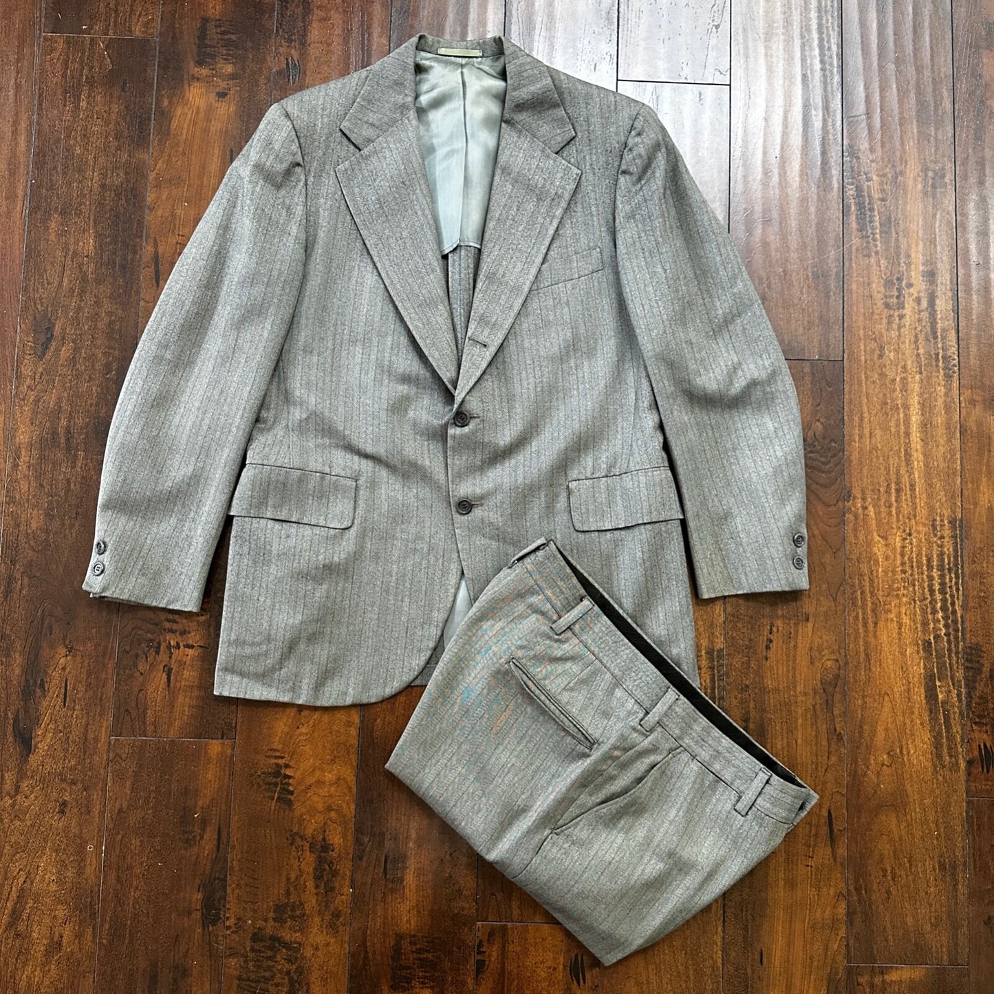 1960s 1970s Brown Striped Sport Jacket VTG Mens Suit 41 33x27 Rockabilly Wool