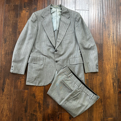 1960s 1970s Brown Striped Sport Jacket VTG Mens Suit 41 33x27 Rockabilly Wool