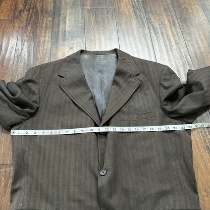 1960s 1970s Brown Striped Sport Jacket VTG Mens Suit 44 33x32 Rockabilly Wool