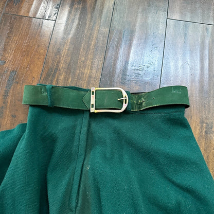 VTG 1960s Faded Green Wool Skirt Preppy Midi Knee Belt Loops 26" Waist Long 60s