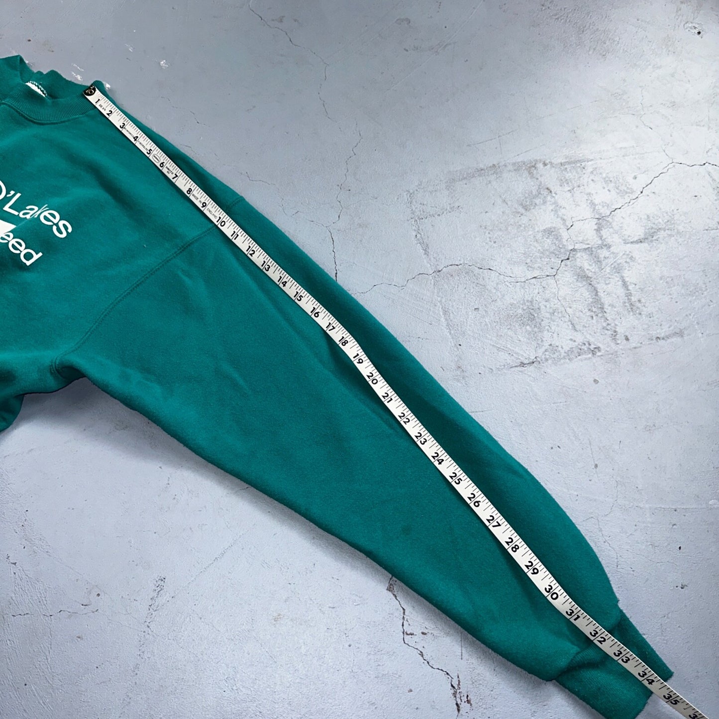 Farm Core Animals VTG 80s Crewneck Sweatshirt Green Land O Lakes Feed Stained